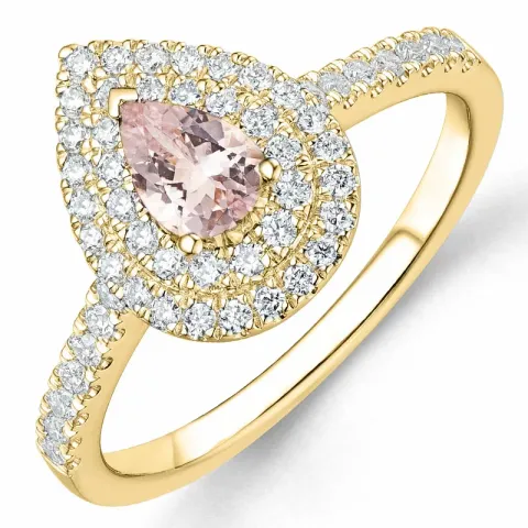 morganit diamantring i 14 karat guld 0,35 ct 0,39 ct