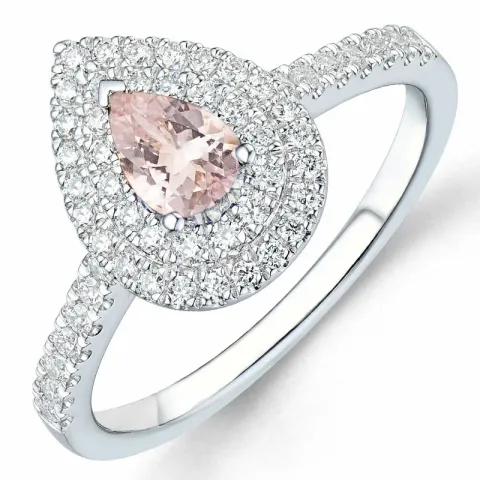 morganit diamantring i 14 karat hvidguld 0,35 ct 0,39 ct