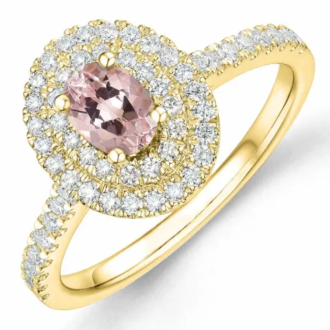 morganit diamantring i 14 karat guld 0,42 ct 0,40 ct