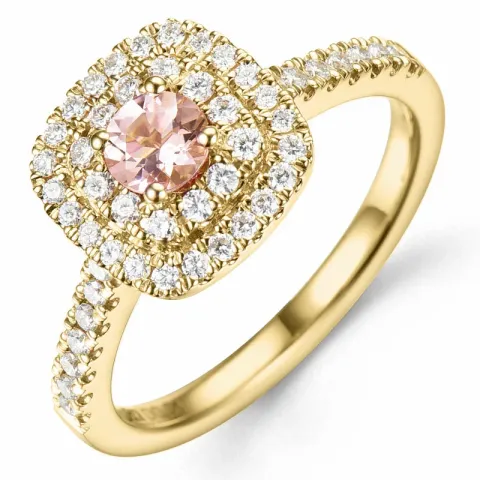 morganit diamantring i 14 karat guld 0,22 ct 0,34 ct