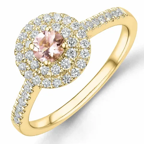 morganit diamantring i 14 karat guld 0,22 ct 0,33 ct