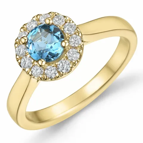 rund topas diamantring i 14 karat guld 0,65 ct 0,22 ct