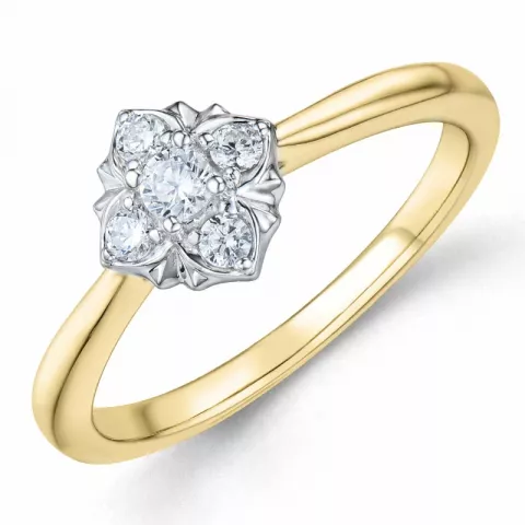 elegant diamant ring i 14 karat guld.- og hvidguld 0,20 ct