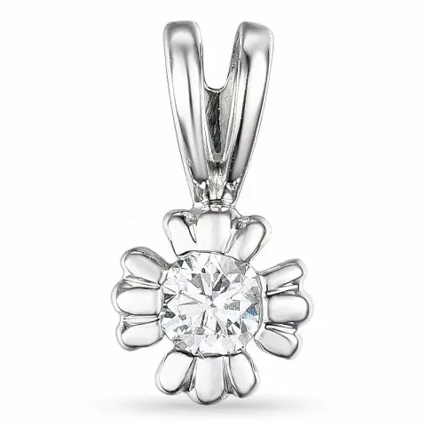 Blomster diamantvedhæng i 14 karat hvidguld 0,09 ct