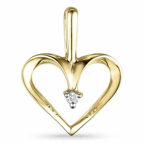 Hjerte diamant vedhæng i 14 karat guld 0,01 ct