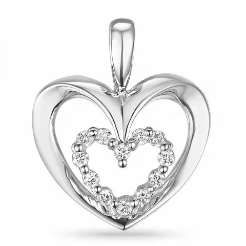 Hjerte diamant vedhæng i 14 karat hvidguld 0,18 ct