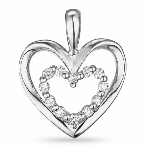 Hjerte diamant vedhæng i 14 karat hvidguld 0,18 ct