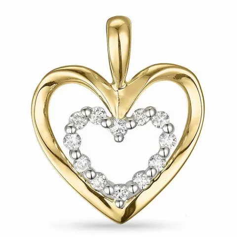 Hjerte diamant vedhæng i 14 karat guld.- og hvidguld 0,18 ct