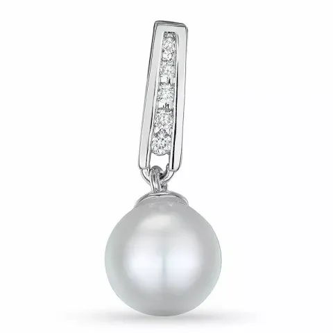 Perle diamantvedhæng i 14 karat hvidguld 0,05 ct