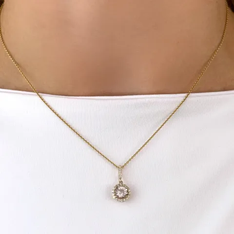 elegant diamantvedhæng i 14 karat guld 0,75 ct 0,13 ct