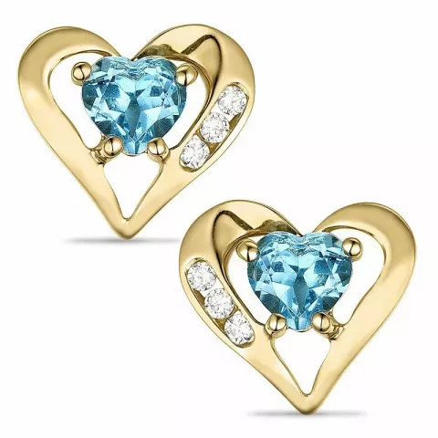Hjerte topas diamantøreringe i 14 karat guld med diamanter og topaser 