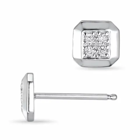 diamant øreringe i 14 karat hvidguld med diamant