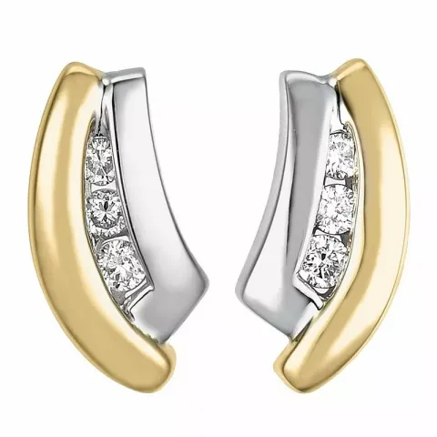 Diamant øreringe i 14 karat guld og hvidguld med diamanter