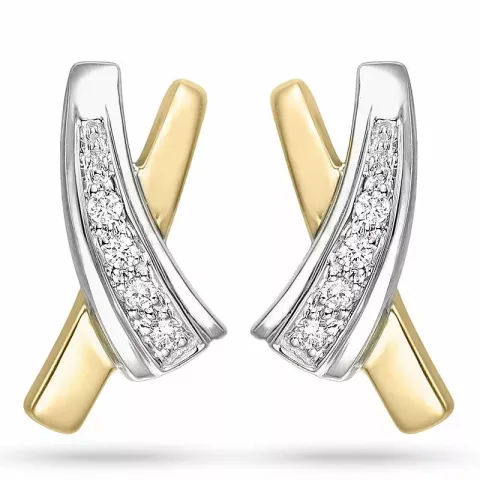 Diamant øreringe i 14 karat guld og hvidguld med diamanter