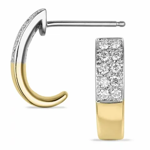 Diamant halvcreoler i 14 karat guld og hvidguld med diamanter