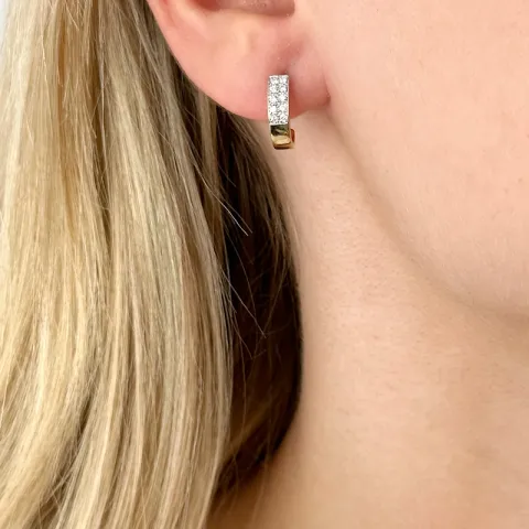 Diamant halvcreoler i 14 karat guld og hvidguld med diamanter