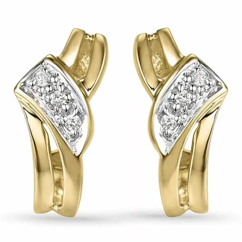 Diamant halvcreoler i 14 karat guld og hvidguld med diamanter