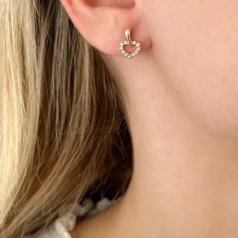 hjerte diamant øreringe i 14 karat guld med diamant 
