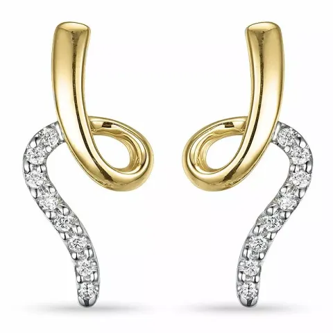 Diamant øreringe i 14 karat guld og hvidguld med diamanter