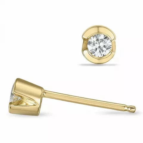 små diamant solitaireørestikker i 14 karat guld med diamant 