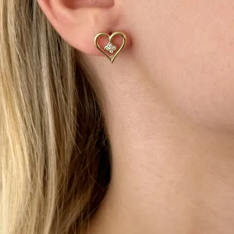 Hjerte diamant øreringe i 14 karat guld med diamanter 