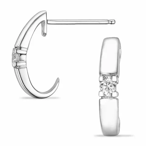diamant halvcreoler i 14 karat hvidguld med diamant