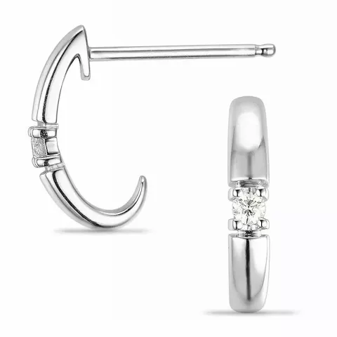 diamant halvcreoler i 14 karat hvidguld med diamant