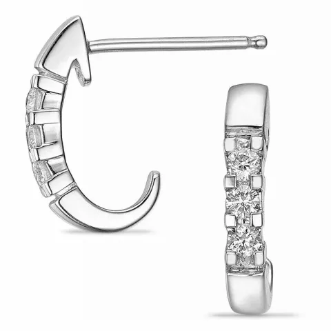 diamant halvcreoler i 14 karat hvidguld med diamant