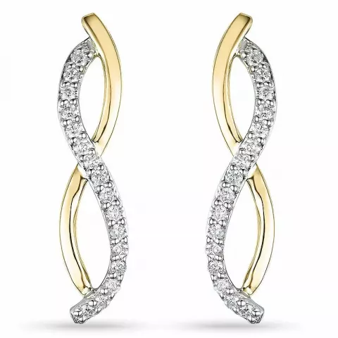Lange diamant øreringe i 14 karat guld og hvidguld med diamanter 