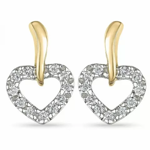 hjerte diamant øreringe i 14 karat guld og hvidguld med diamant 