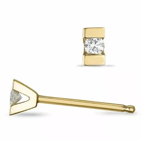 2 x 0,04 ct diamant ørestikker i 14 karat guld med diamant