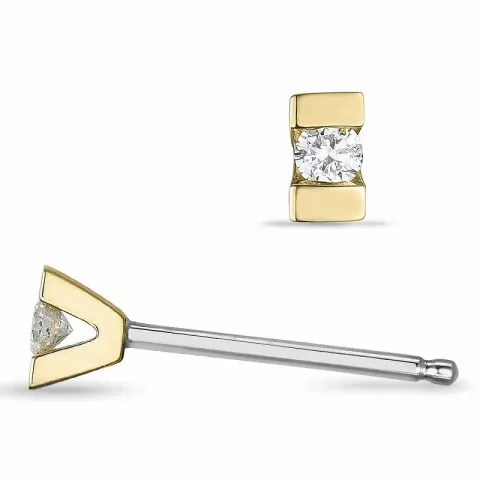 2 x 0,04 ct diamant ørestikker i 14 karat guld og hvidguld med diamant