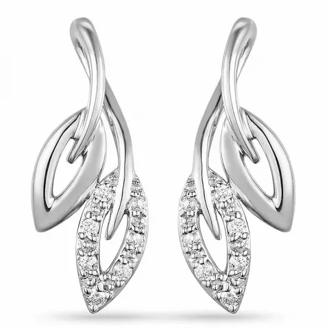 Blad diamant øreringe i 14 karat hvidguld med diamanter 