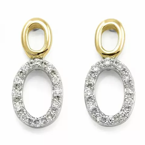ovale diamant øreringe i 14 karat guld og hvidguld med diamant 