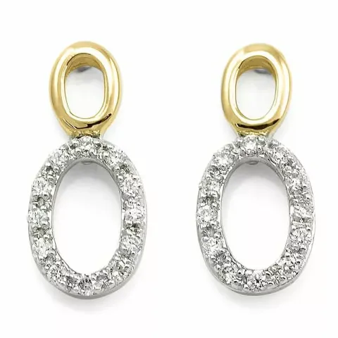 ovale diamant øreringe i 14 karat guld og hvidguld med diamant