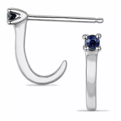 Safir halvcreoler i 14 karat hvidguld med safirer