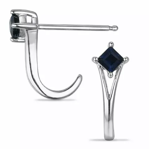 Safir halvcreoler i 14 karat hvidguld med safirer