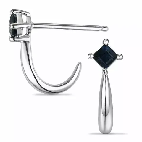 Safir halvcreoler i 14 karat hvidguld med safirer 