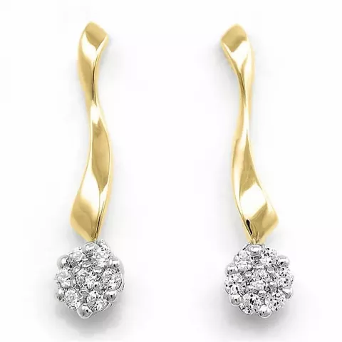 lange diamant øreringe i 14 karat guld og hvidguld med diamant 