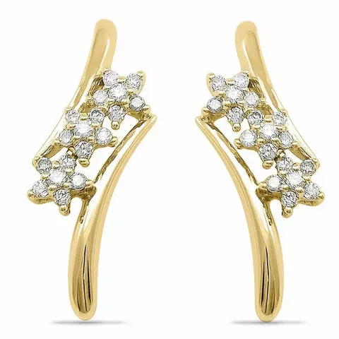 Blomster diamant øreringe i 14 karat guld med diamanter 