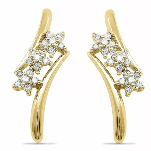 Blomster diamant øreringe i 14 karat guld med diamanter