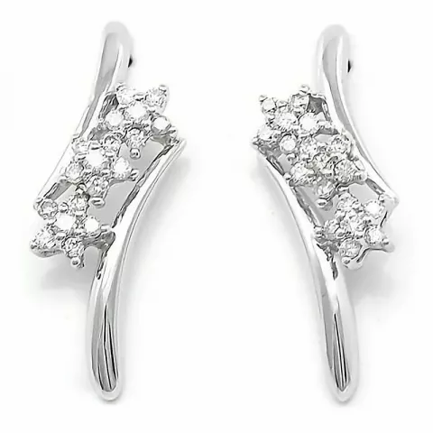 Blomster diamant øreringe i 14 karat hvidguld med diamanter 
