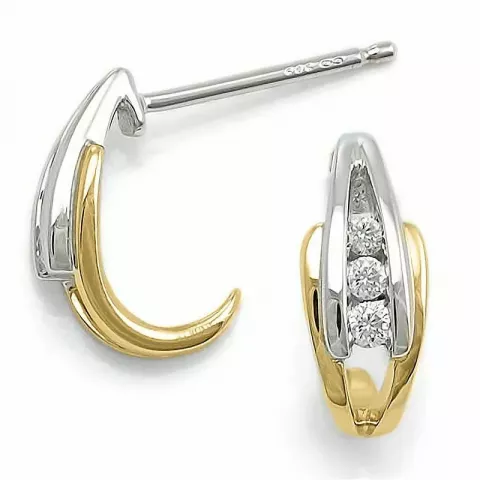 Diamant øreringe i 14 karat guld og hvidguld med diamanter 