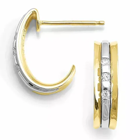 Diamant halvcreoler i 14 karat guld og hvidguld med diamanter
