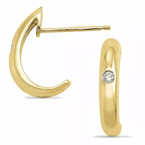 diamant halvcreoler i 14 karat guld med diamant