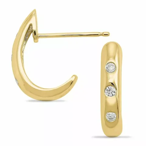 diamant halvcreoler i 14 karat guld med diamant