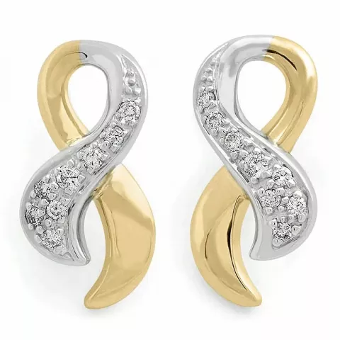 sløjfe diamant øreringe i 14 karat guld og hvidguld med diamant 