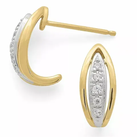 ovale diamant øreringe i 14 karat guld og hvidguld med diamant