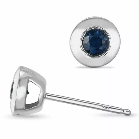 runde safir ørestikker i 14 karat hvidguld med safir