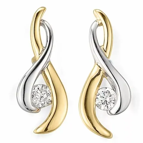 nøgle diamant øreringe i 14 karat guld og hvidguld med diamant